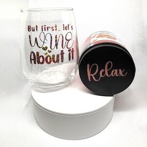 Wine Glass and Candle Set - Relax